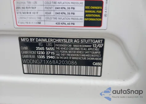 2008 Mercedes-Benz S 550 from USA, damaged, VIN WDDNG71X68A203086